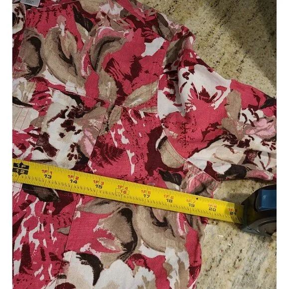 Lot of 2 Christopher Banks Sz M Button Up Jacket Blazer Pink Floral Lightweight - Picture 6 of 16